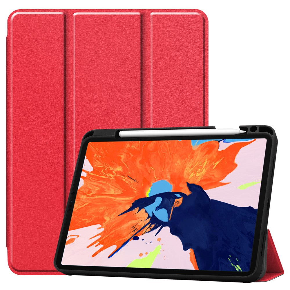 Forretnings-trefløjet stander PU-læder Blød TPU-bagside Automatisk vågne-/dvalefunktion cover med blyantholder til iPad Pro 12.9 (2022) / (2021) / (2020) / (2018)
