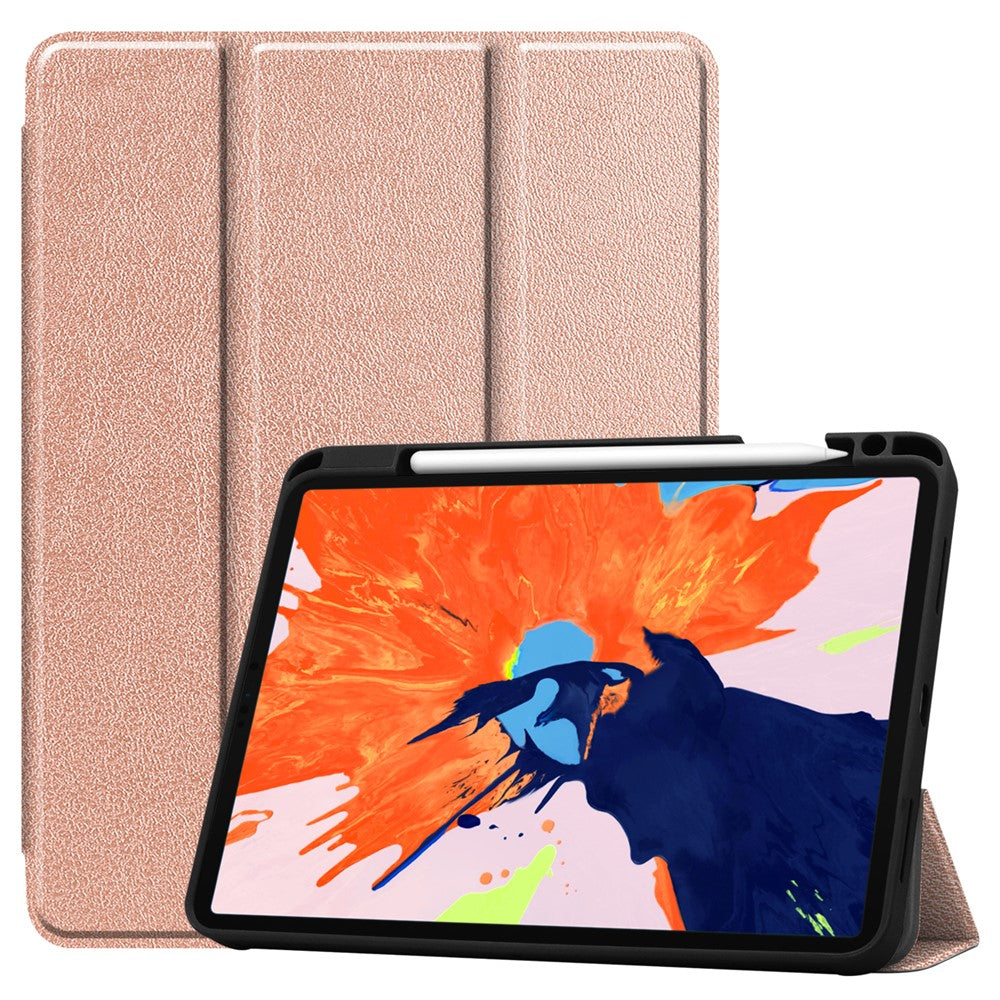 Forretnings-trefløjet stander PU-læder Blød TPU-bagside Automatisk vågne-/dvalefunktion cover med blyantholder til iPad Pro 12.9 (2022) / (2021) / (2020) / (2018)