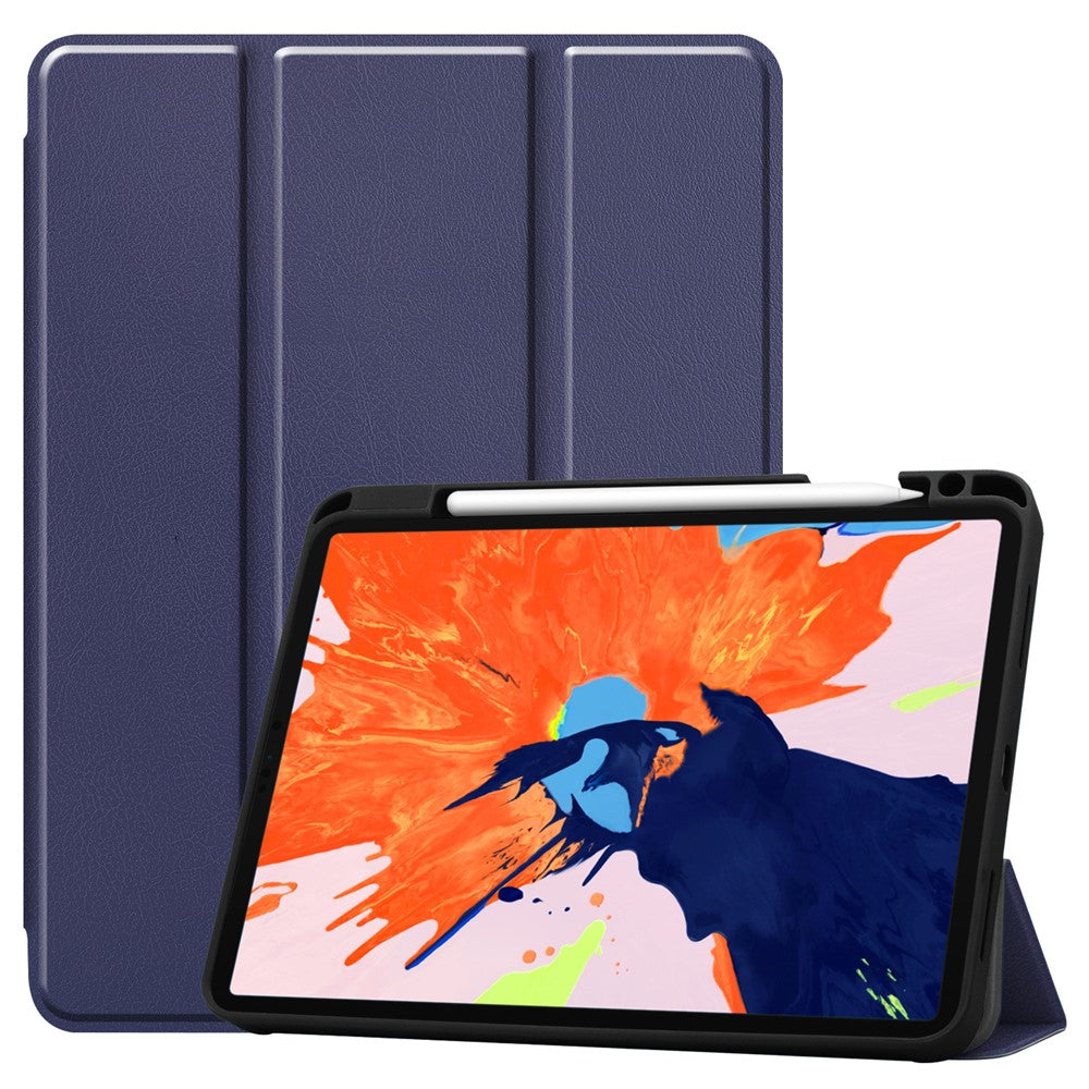 Forretnings-trefløjet stander PU-læder Blød TPU-bagside Automatisk vågne-/dvalefunktion cover med blyantholder til iPad Pro 12.9 (2022) / (2021) / (2020) / (2018)