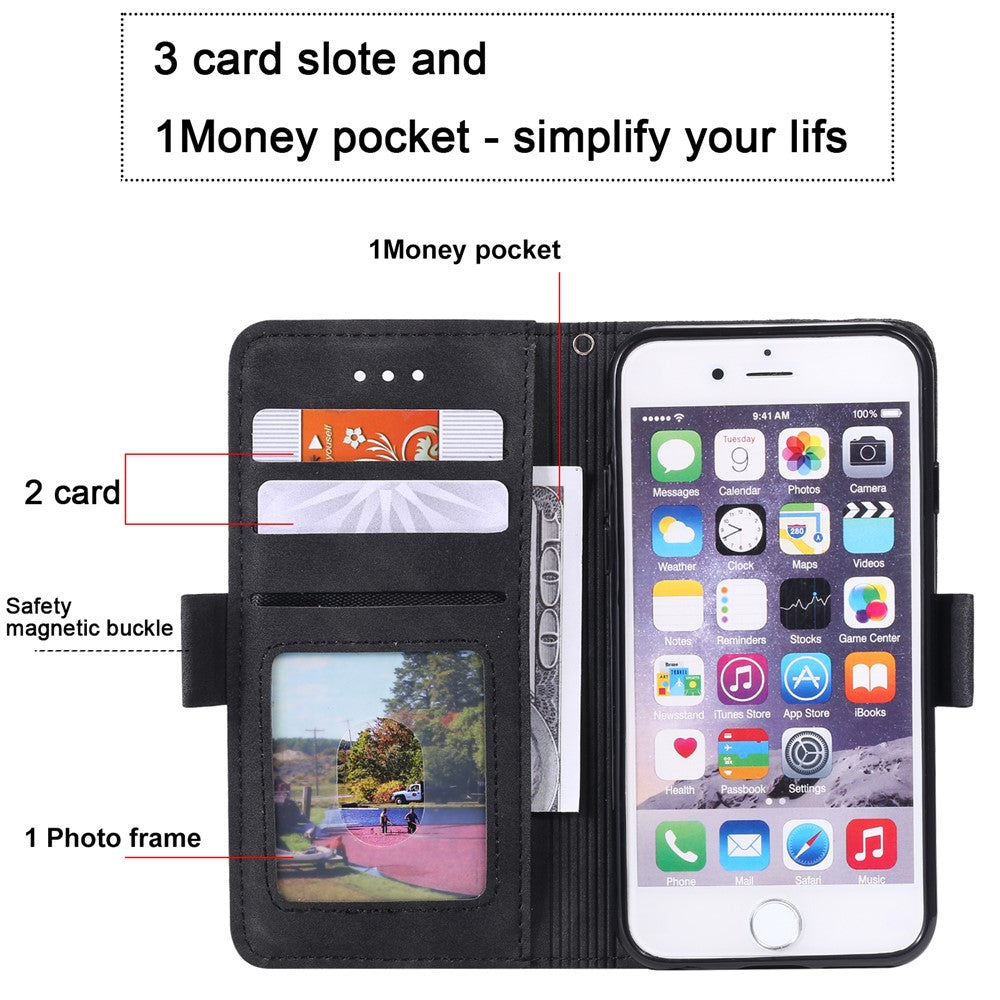 Retro Splicing PU Leather Wallet Magnetic Phone Cover for iPhone 8 / 7 / SE (2020) /SE (2022) 4.7 inch