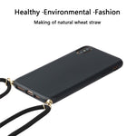Environmental Natural Wheat Straw Soft TPU Phone Protection Cover with Multi-function Strap for iPhone XS Max 6.5 inch