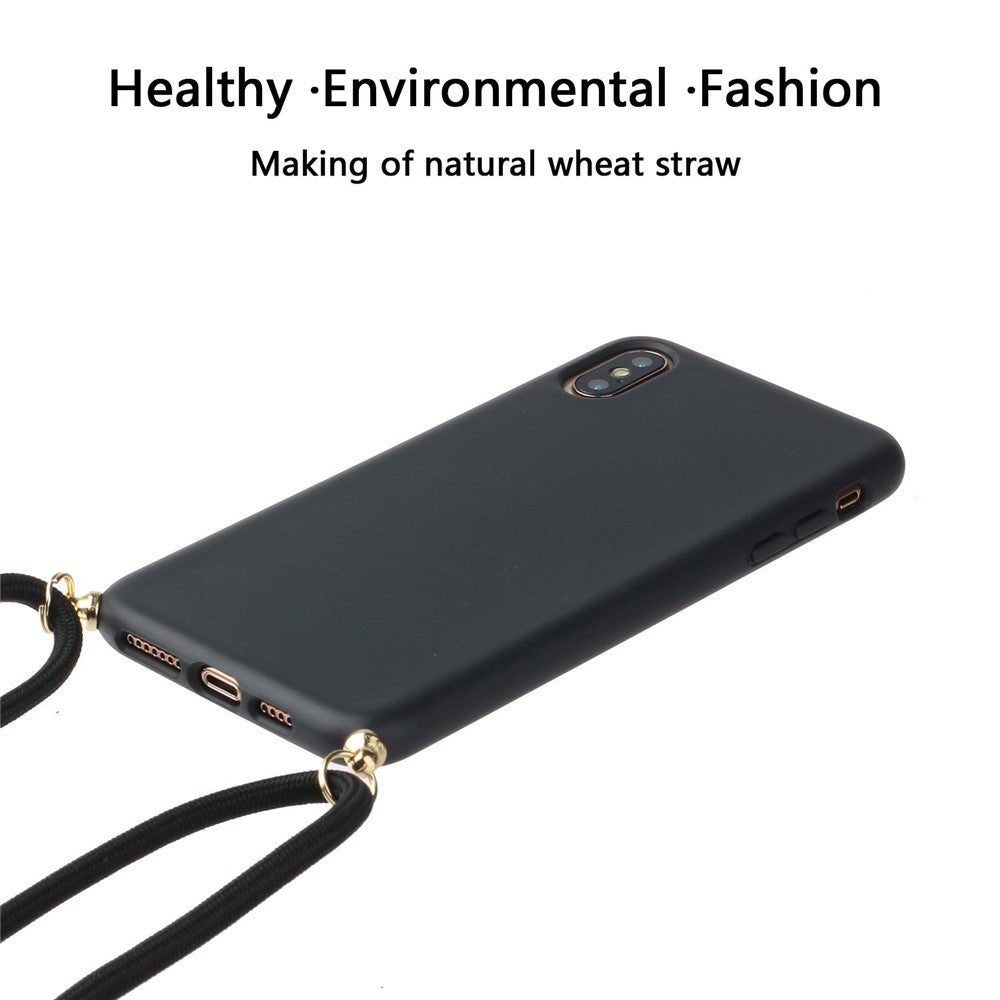 Environmental Natural Wheat Straw Soft TPU Phone Protection Cover with Multi-function Strap for iPhone XS Max 6.5 inch