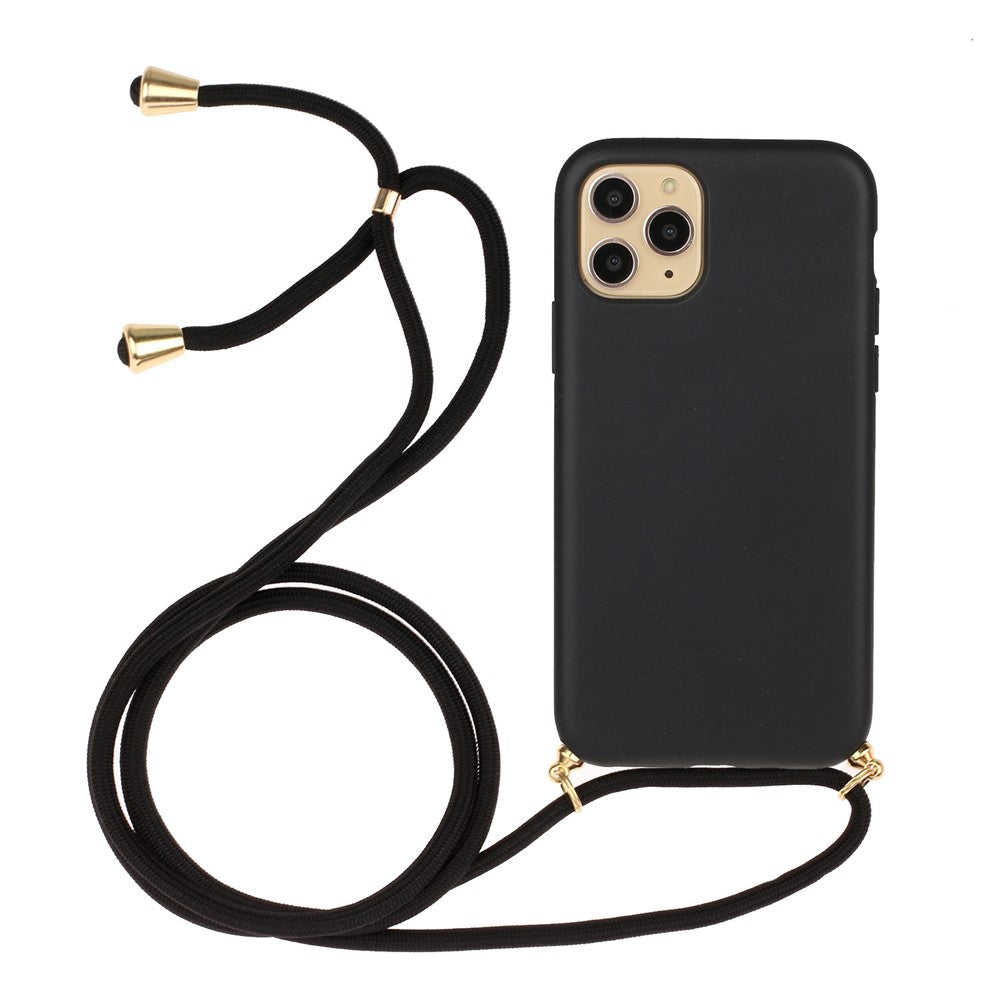 Natural Wheat Straw Soft TPU Cover Phone Shell with Multi-function Strap for iPhone 11 Pro Max 6.5 inch