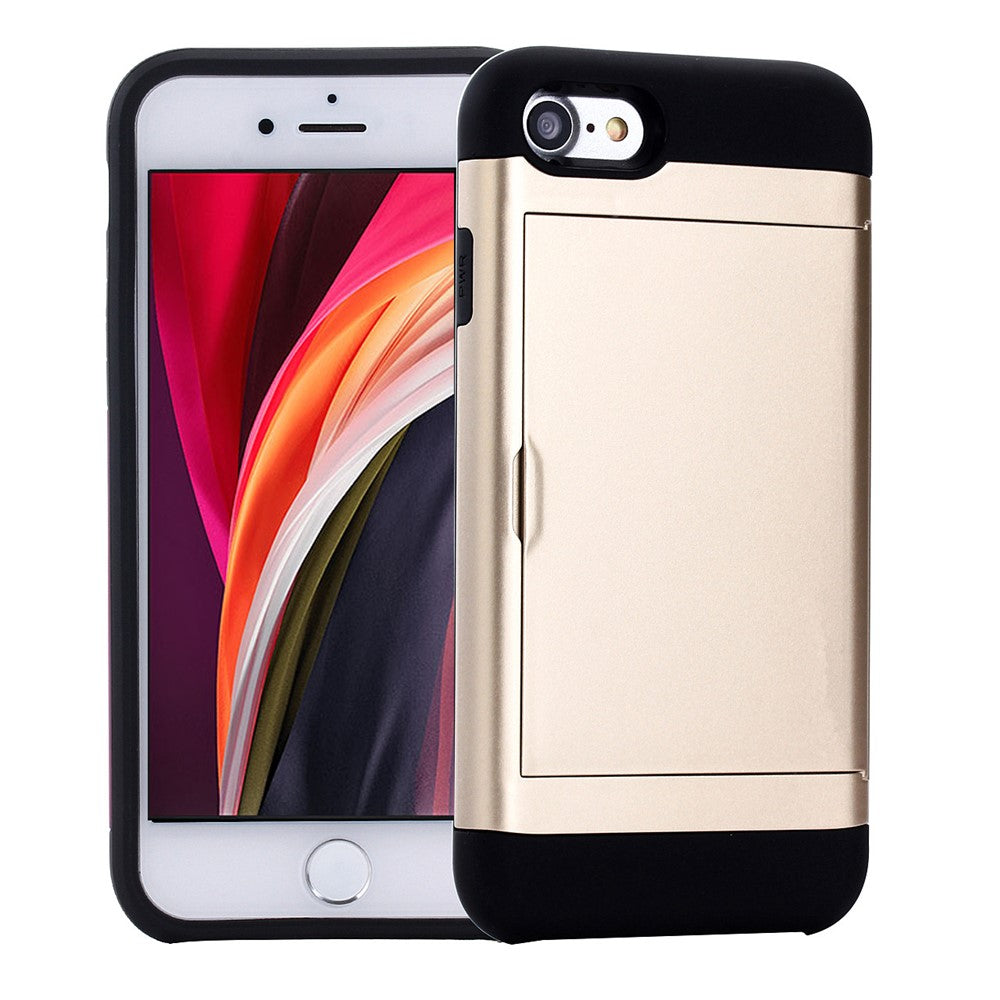 Skydbar Kortlomme Plast + TPU Hybrid Cover til iPhone SE (2020)/SE (2022)/7/8 4,7 tommer
