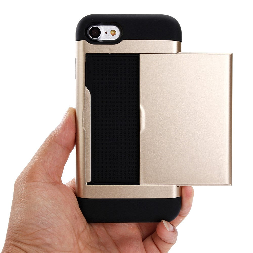 Skydbar Kortlomme Plast + TPU Hybrid Cover til iPhone SE (2020)/SE (2022)/7/8 4,7 tommer