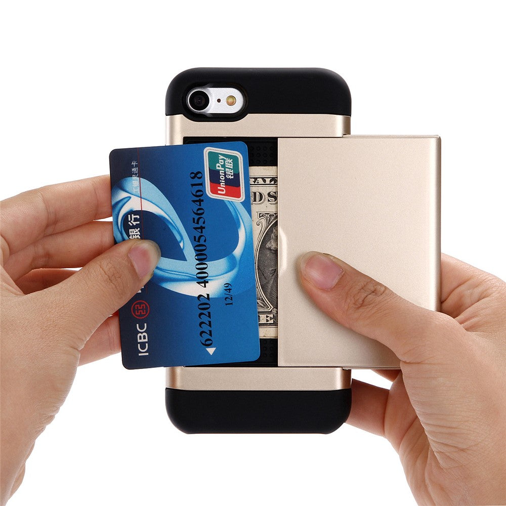 Skydbar Kortlomme Plast + TPU Hybrid Cover til iPhone SE (2020)/SE (2022)/7/8 4,7 tommer