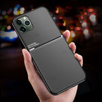 Minimalistisk Læderbelagt TPU-telefoncover til iPhone 11 Pro Max 6.5 tommer i forretningsstil