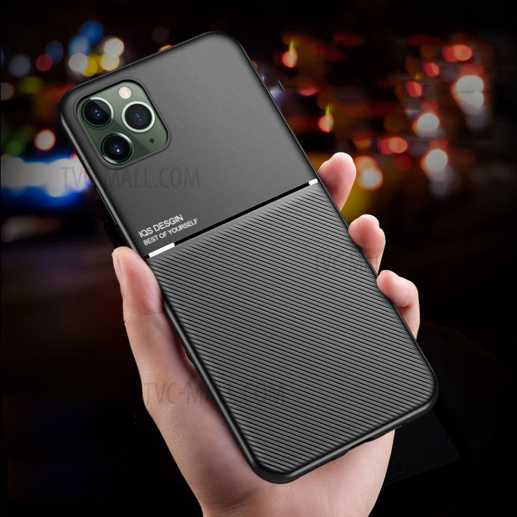 Minimalistisk Læderbelagt TPU-telefoncover til iPhone 11 Pro Max 6.5 tommer i forretningsstil