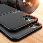 Minimalistisk Læderbelagt TPU-telefoncover til iPhone 11 Pro Max 6.5 tommer i forretningsstil
