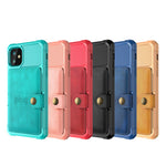 Plånboksfodral med läderbeläggning, TPU-skal med inbyggt magnetiskt ark för iPhone 11 6,1 tum