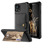 Læderbelagt TPU-cover med pungstativ og indbygget magnetplade til iPhone 11 Pro Max 6,5 tommer