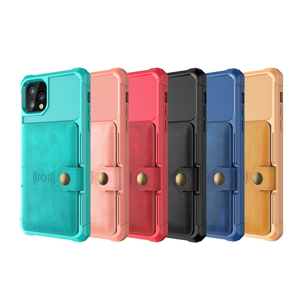 Læderbelagt TPU-cover med pungstativ og indbygget magnetplade til iPhone 11 Pro Max 6,5 tommer