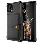 Læderbelagt TPU-cover med pungstativ og indbygget magnetplade til iPhone 11 Pro Max 6,5 tommer