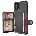 Læderbelagt TPU-cover med pungstativ og indbygget magnetplade til iPhone 11 Pro Max 6,5 tommer