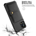 Læderbelagt TPU-cover med pungstativ og indbygget magnetplade til iPhone 11 Pro Max 6,5 tommer