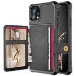 Læderbelagt TPU-cover med pungstativ og indbygget magnetplade til iPhone 11 Pro Max 6,5 tommer