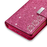 Glittery Starry Style Laser Carving Zipper Wallet Stand Leather Phone Shell for iPhone SE (2020)/SE (2022)/8/7