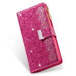 Glittery Starry Style Laser Carving Zipper Wallet Stand Leather Phone Shell for iPhone SE (2020)/SE (2022)/8/7