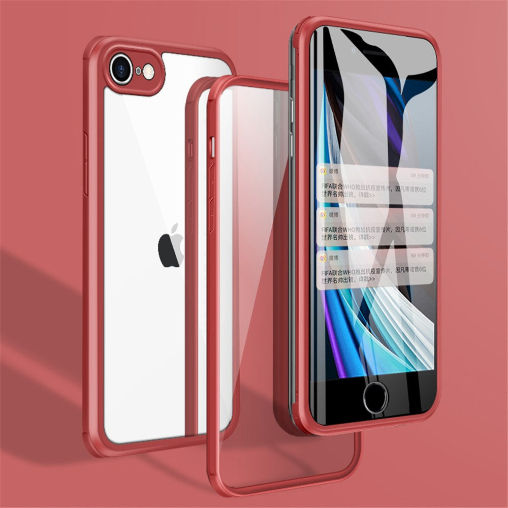 Dobbeltsidet hærdet glas + TPU-cover til iPhone SE (2020)/SE (2022)/8/7