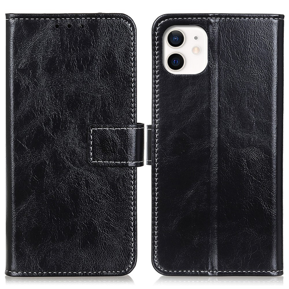 For iPhone 12 / 12 Pro 6.1 inch Crazy Horse Texture Vintage Leather Wallet Case Magnetic Shockproof Protective Cover with Stand Function