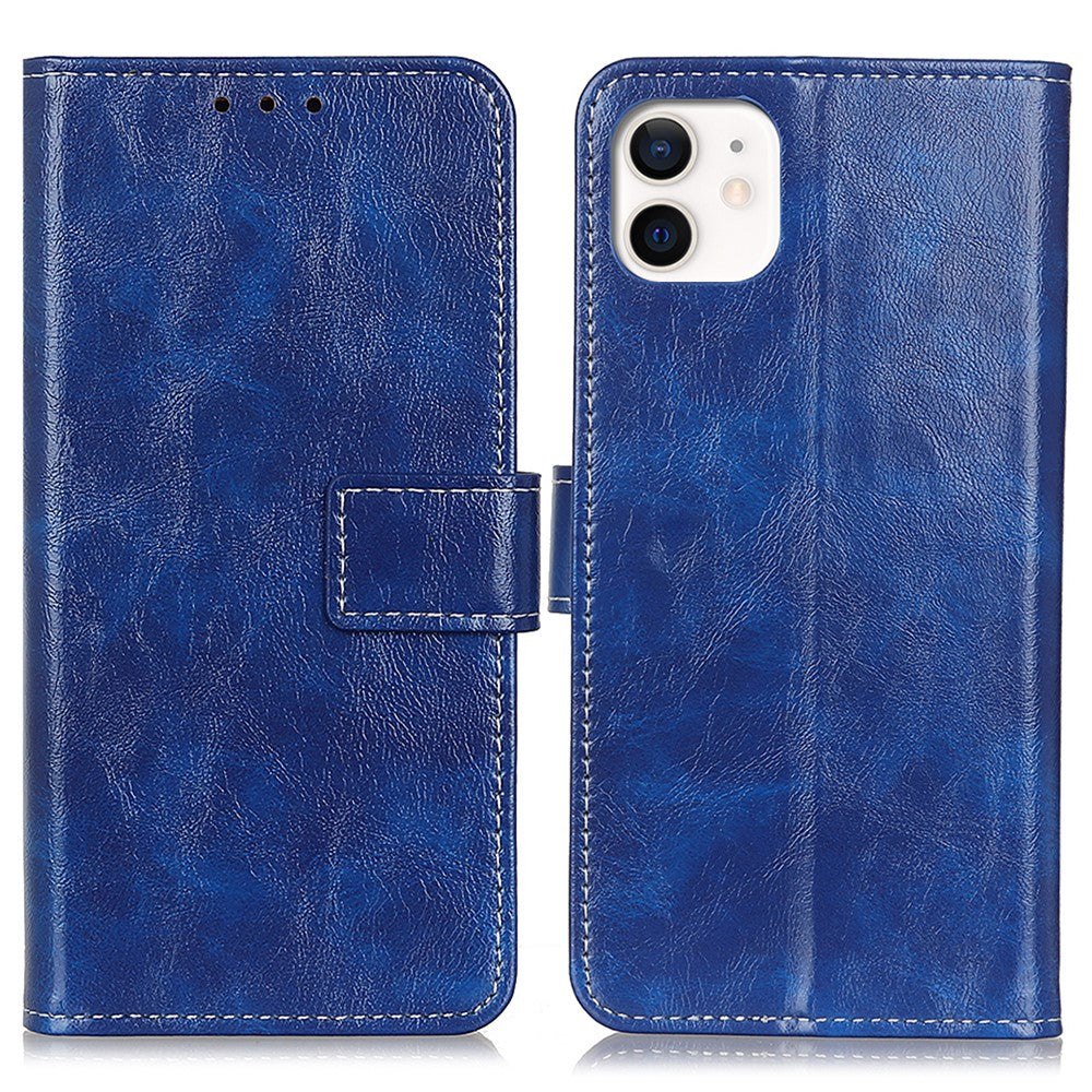 For iPhone 12 / 12 Pro 6.1 inch Crazy Horse Texture Vintage Leather Wallet Case Magnetic Shockproof Protective Cover with Stand Function