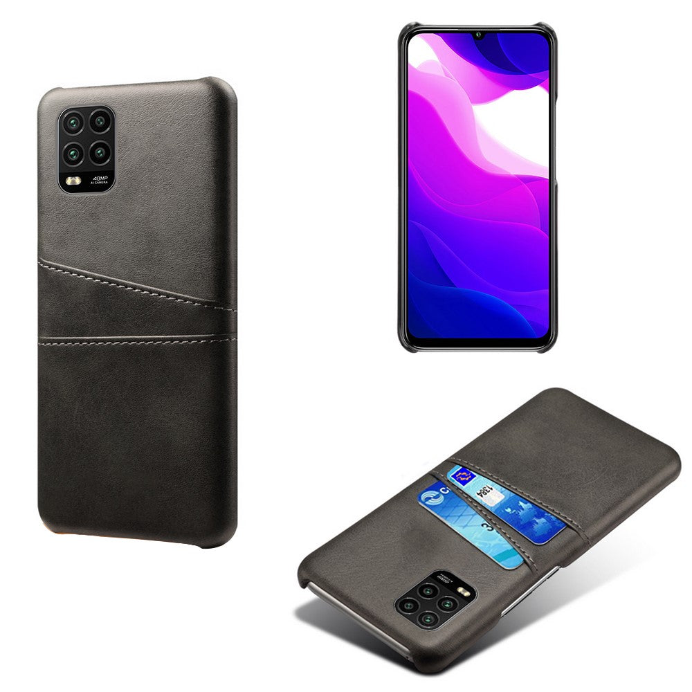 with Double Card Slots PU Leather Coated Hard PC Case for Xiaomi Mi 10 Lite 5G