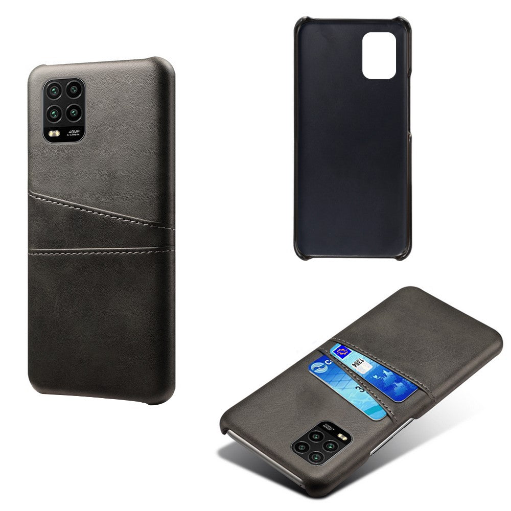 with Double Card Slots PU Leather Coated Hard PC Case for Xiaomi Mi 10 Lite 5G