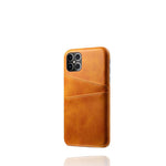 PU Leather Coated PC Shell with Double Card Slots for iPhone 12 Pro Max 6.7 inch