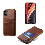 PU Leather Coated PC Shell with Double Card Slots for iPhone 12 Pro Max 6.7 inch