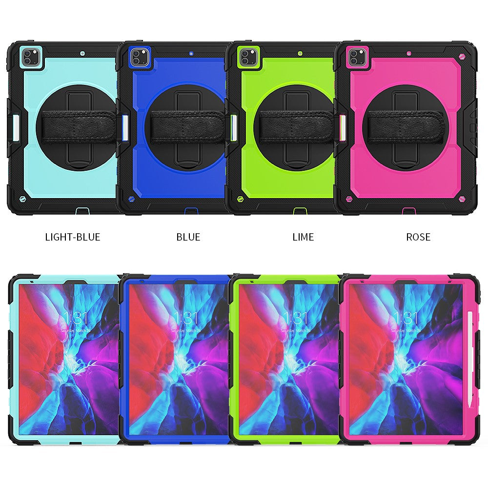 Tablet Case for iPad Pro 12.9 (2022) / (2021) / (2020) / (2018) Swivel Kickstand Hand Strap PC + Silicone Cover with Shoulder Strap