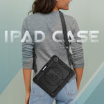 Tablet Case for iPad Pro 12.9 (2022) / (2021) / (2020) / (2018) Swivel Kickstand Hand Strap PC + Silicone Cover with Shoulder Strap