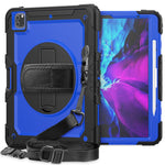 Tablet Case for iPad Pro 12.9 (2022) / (2021) / (2020) / (2018) Swivel Kickstand Hand Strap PC + Silicone Cover with Shoulder Strap
