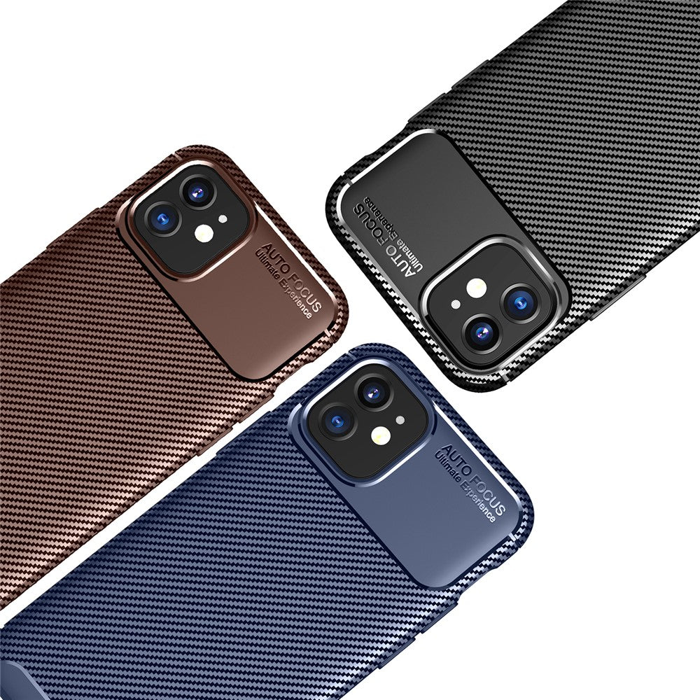 Drop Resistant Carbon Fiber Texture TPU Back Case for iPhone 12