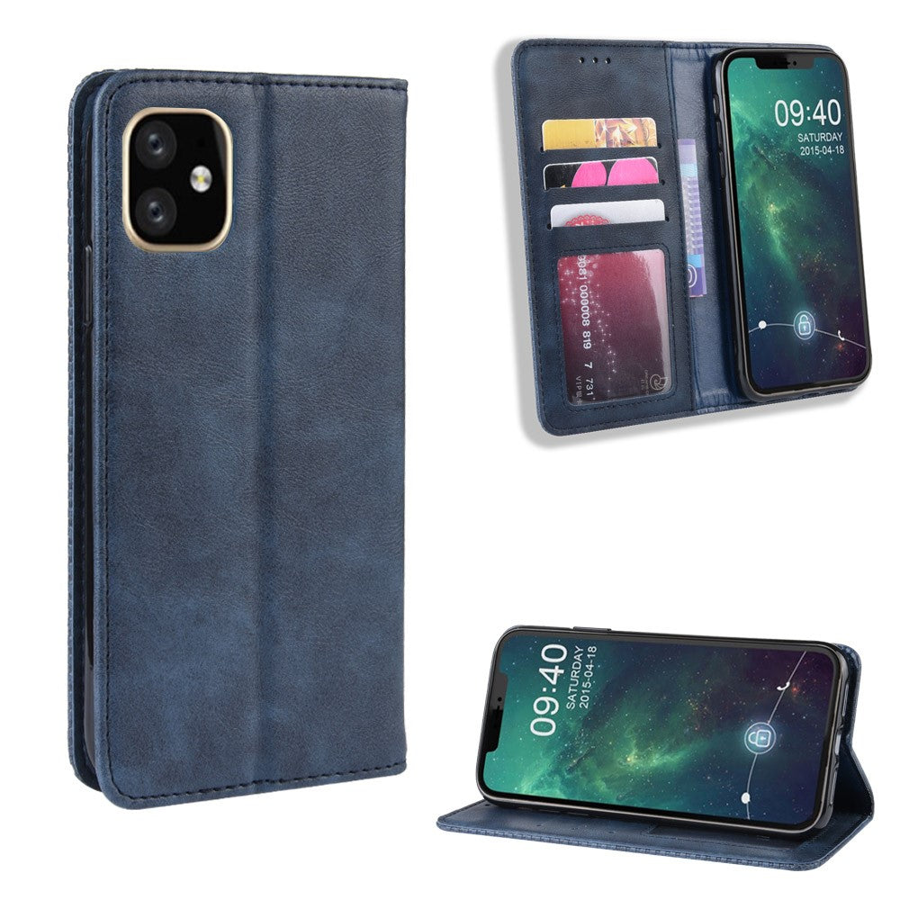 Auto-absorbed Retro PU Leather Stylish Cover for iPhone 12