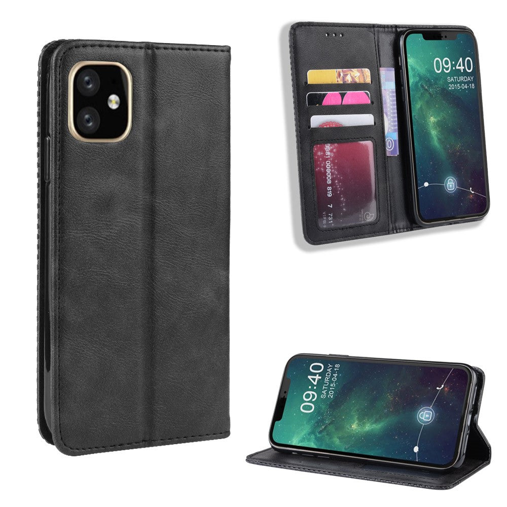 Auto-absorbed Retro PU Leather Cover for iPhone 12 Pro Max 6.7 inch