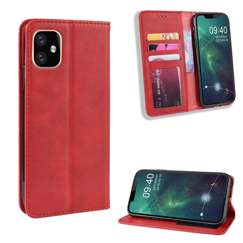 Auto-absorbed Retro PU Leather Cover for iPhone 12 Pro Max 6.7 inch