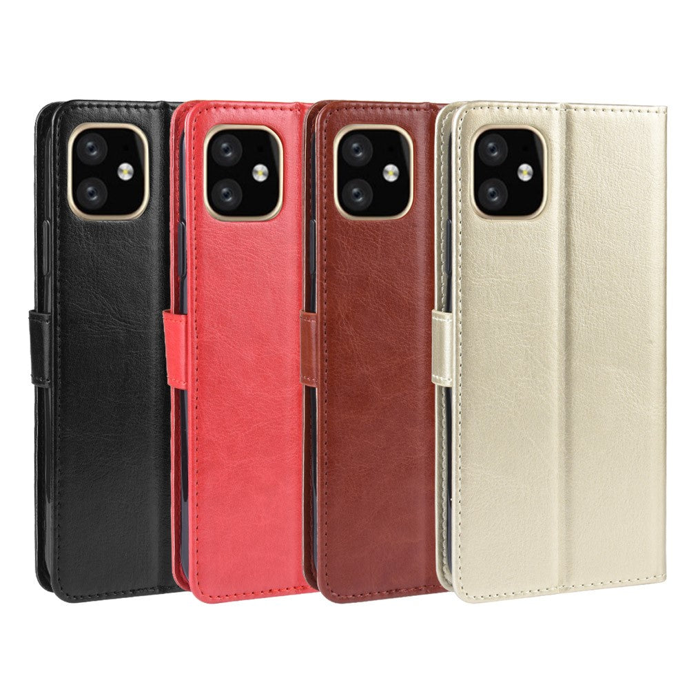 Crazy Horse Skin Leather Shell with Strap for iPhone 12 mini