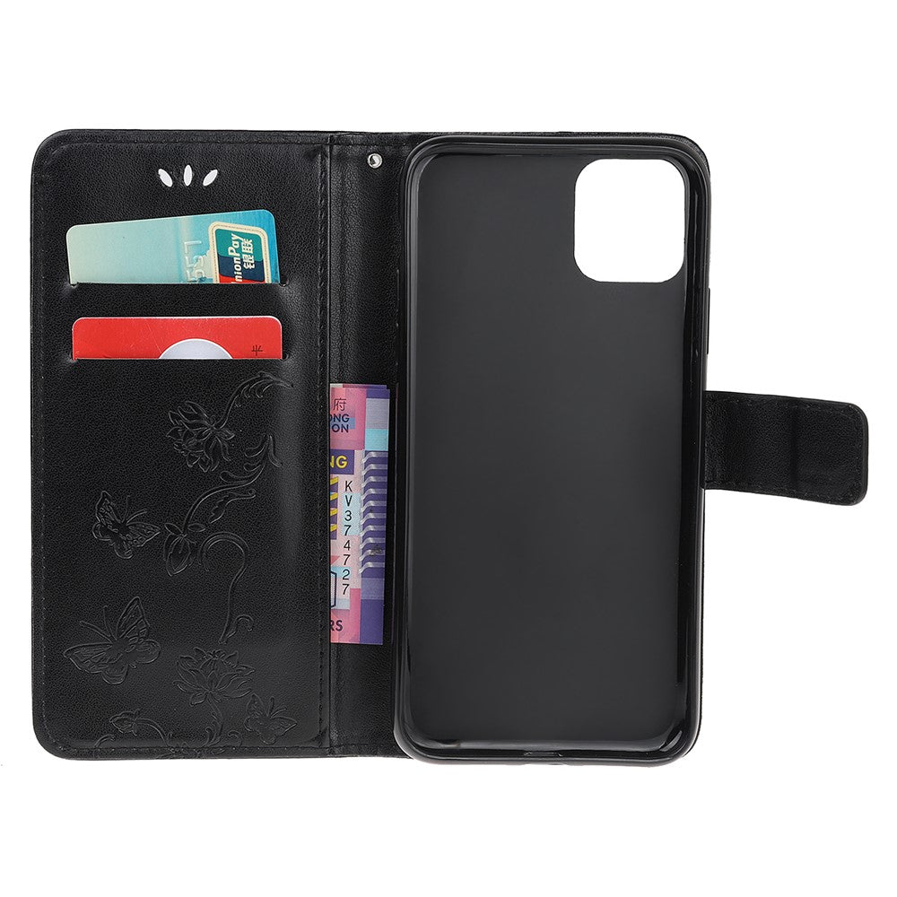 Imprint Butterfly Flower Wallet Leather Protective Case for iPhone 12 mini