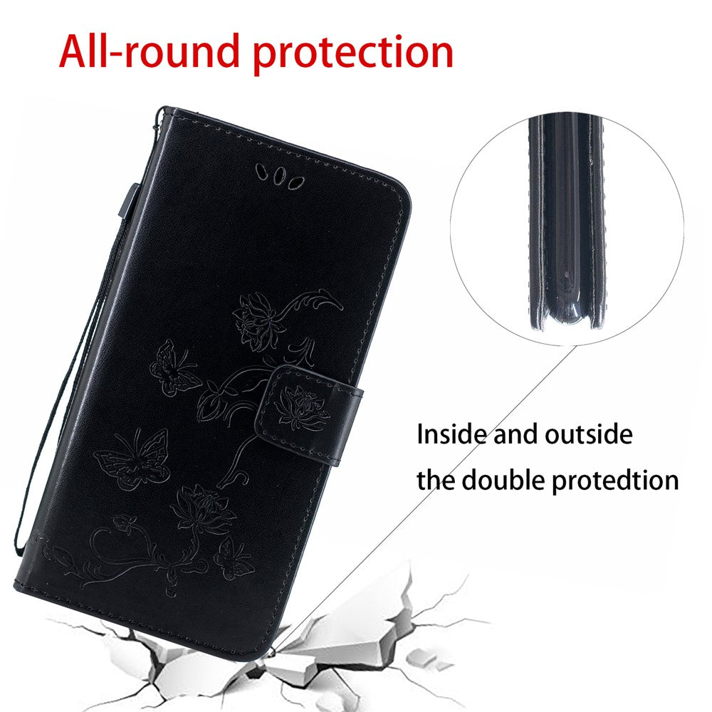 Skyddande läderfodral med fjärilsmotiv och blommotiv för iPhone 12 mini