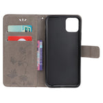 Imprint Butterfly Flowers Leather Wallet Phone Cover for iPhone 12 Pro 6.1 inch
