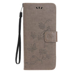 Imprint Butterfly Flowers Leather Wallet Phone Cover for iPhone 12 Pro 6.1 inch