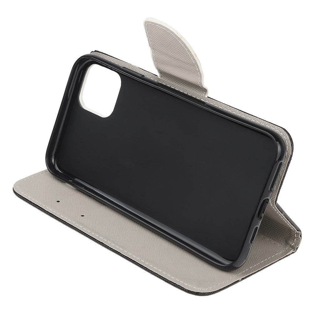 Plånboksfodral i läder med korsmönstrat tryck för iPhone 12 Pro 6,1 tum