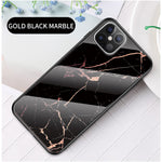 Marble Grain Pattern Tempered Glass PC + TPU Hybrid Case for iPhone 12 Pro Max 6.7 inch
