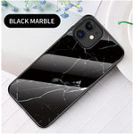 Marble Texture Tempered Glass + PC + TPU Hybrid Case for iPhone 12 mini
