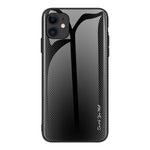 Karbonfibertekstur Glasbagside + TPU kombinationscover til iPhone 12/12 Pro 6,1 tommer