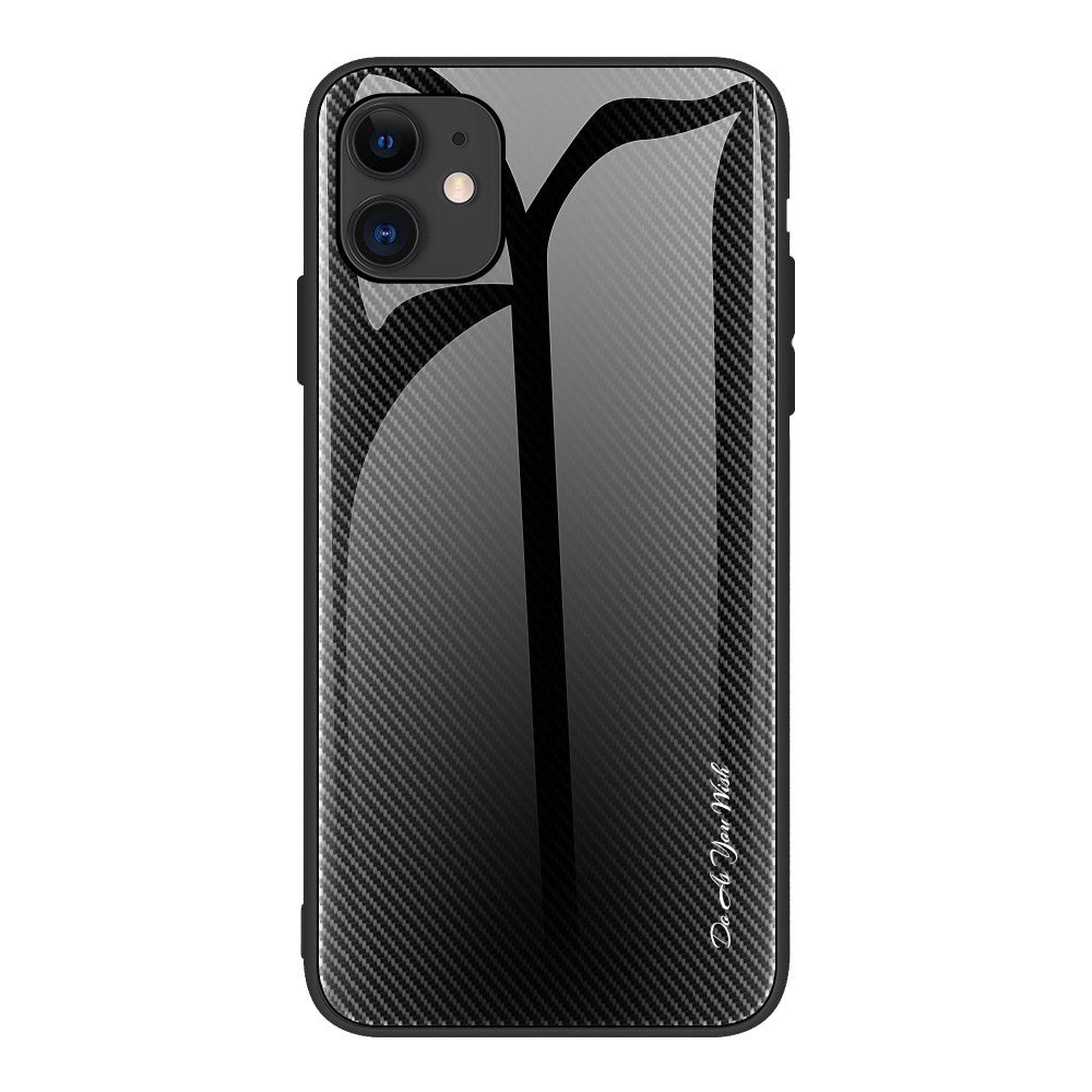 Karbonfibertekstur Glasbagside + TPU kombinationscover til iPhone 12/12 Pro 6,1 tommer