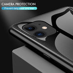 Karbonfibertekstur Glasbagside + TPU kombinationscover til iPhone 12/12 Pro 6,1 tommer