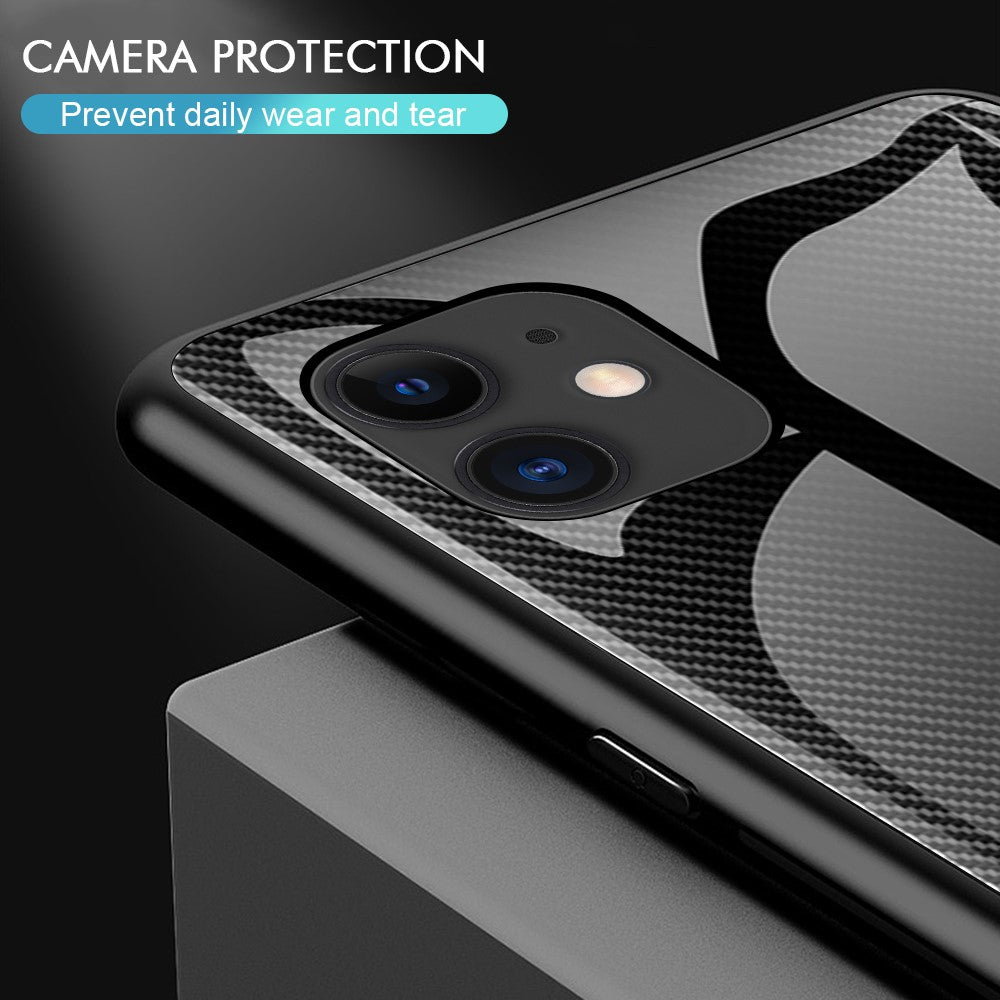 Karbonfibertekstur Glasbagside + TPU kombinationscover til iPhone 12/12 Pro 6,1 tommer