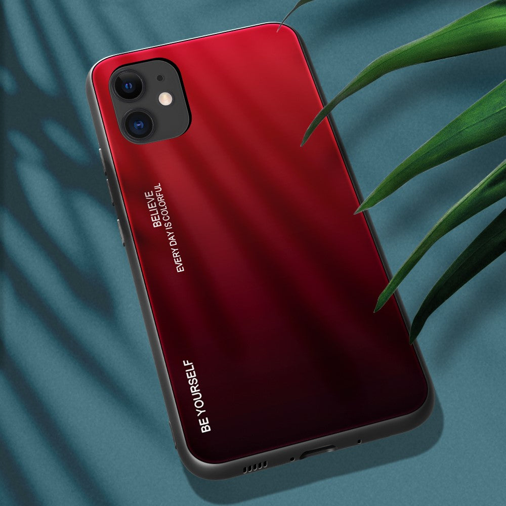 Färgtonat skal i härdat glas + PC + TPU hybridskal för iPhone 12 Pro/12