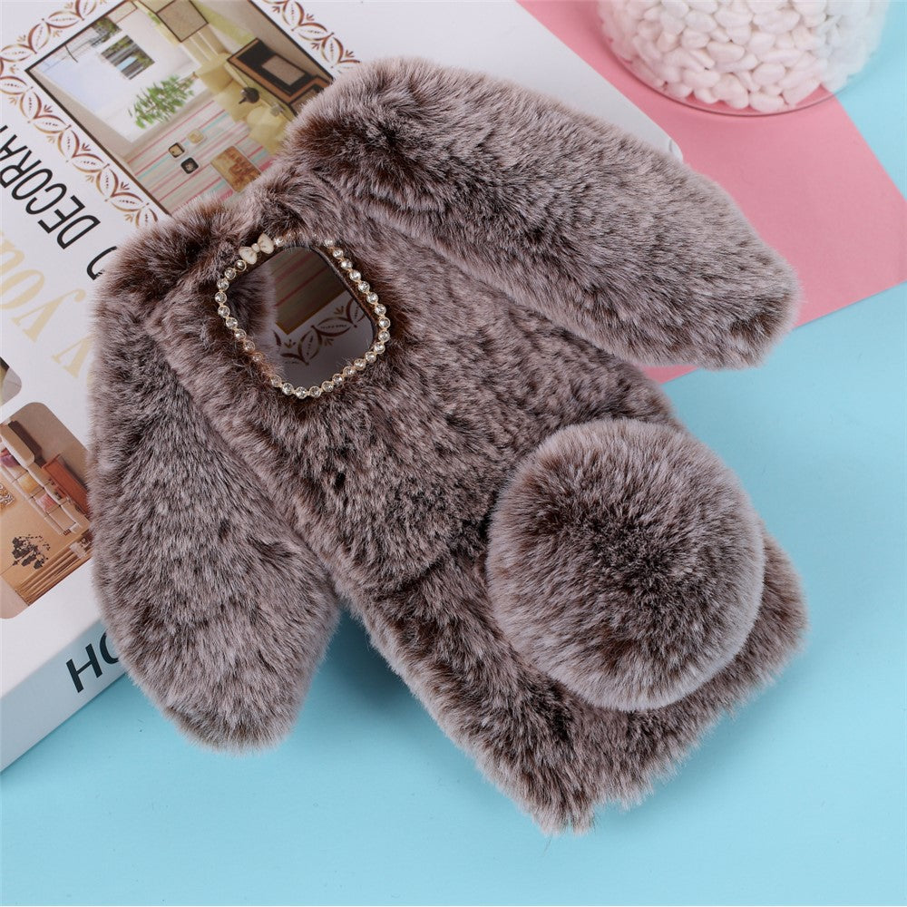 Rabbit Shape Fluffy Fur Coated TPU Protection Case for iPhone 12 Pro/12